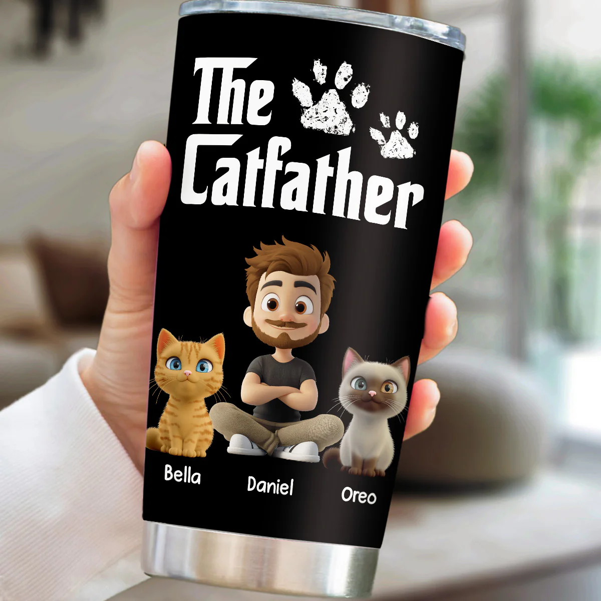 Cool Cat Father - Personalized Custom Tumbler - Image 2