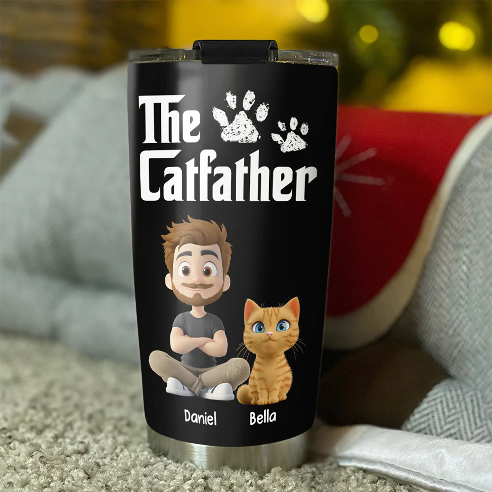 Cool Cat Father - Personalized Custom Tumbler - Image 3