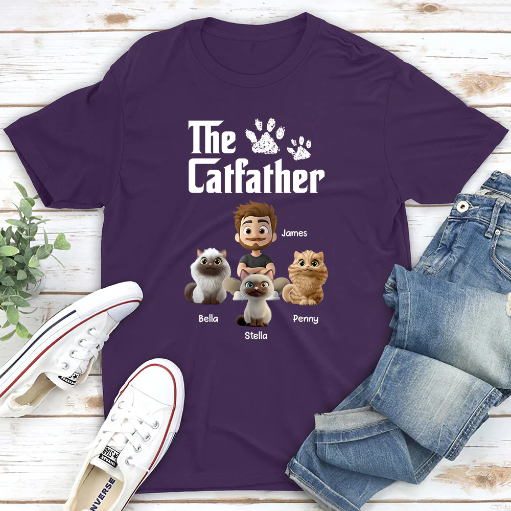 Cool Cat Father - Personalized Custom Unisex T-shirt - Image 3