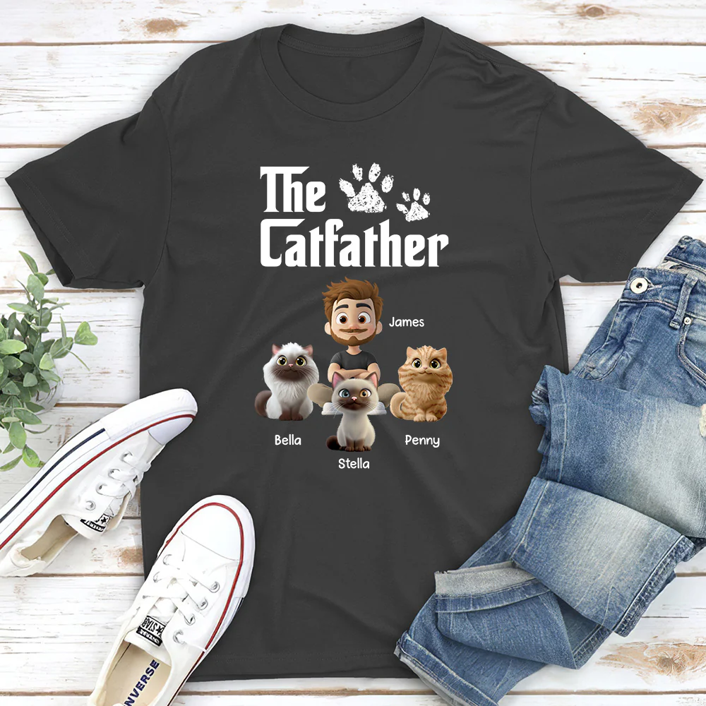 Cool Cat Father - Personalized Custom Unisex T-shirt - Image 4
