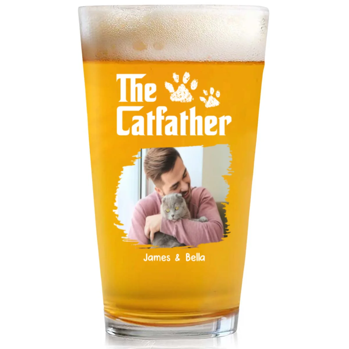 Cool Cat Father Photo - Personalized Custom Beer Glass - Image 4