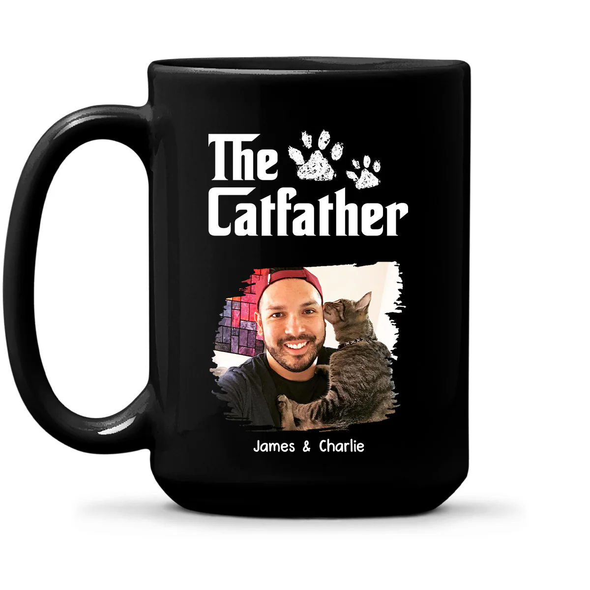 Cool Cat Father Photo - Personalized Custom Coffee Mug - Image 3