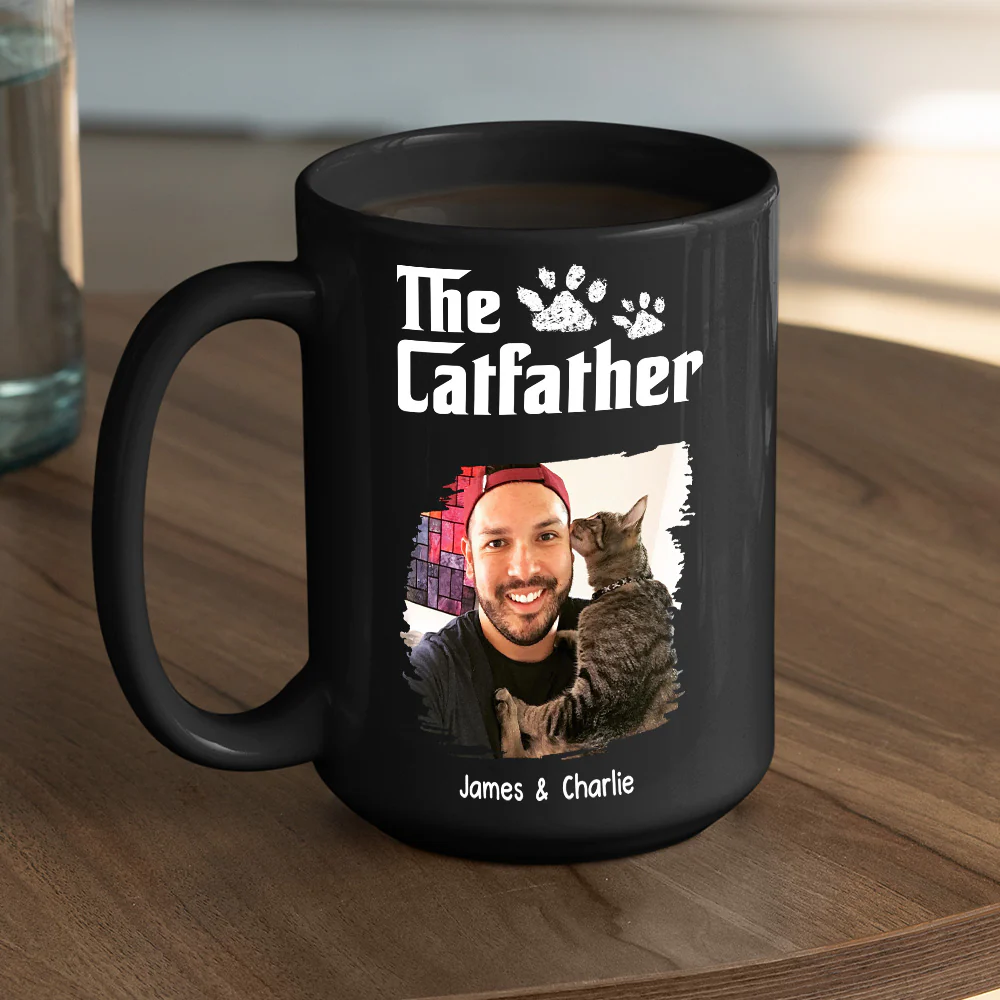 Cool Cat Father Photo - Personalized Custom Coffee Mug - Image 4