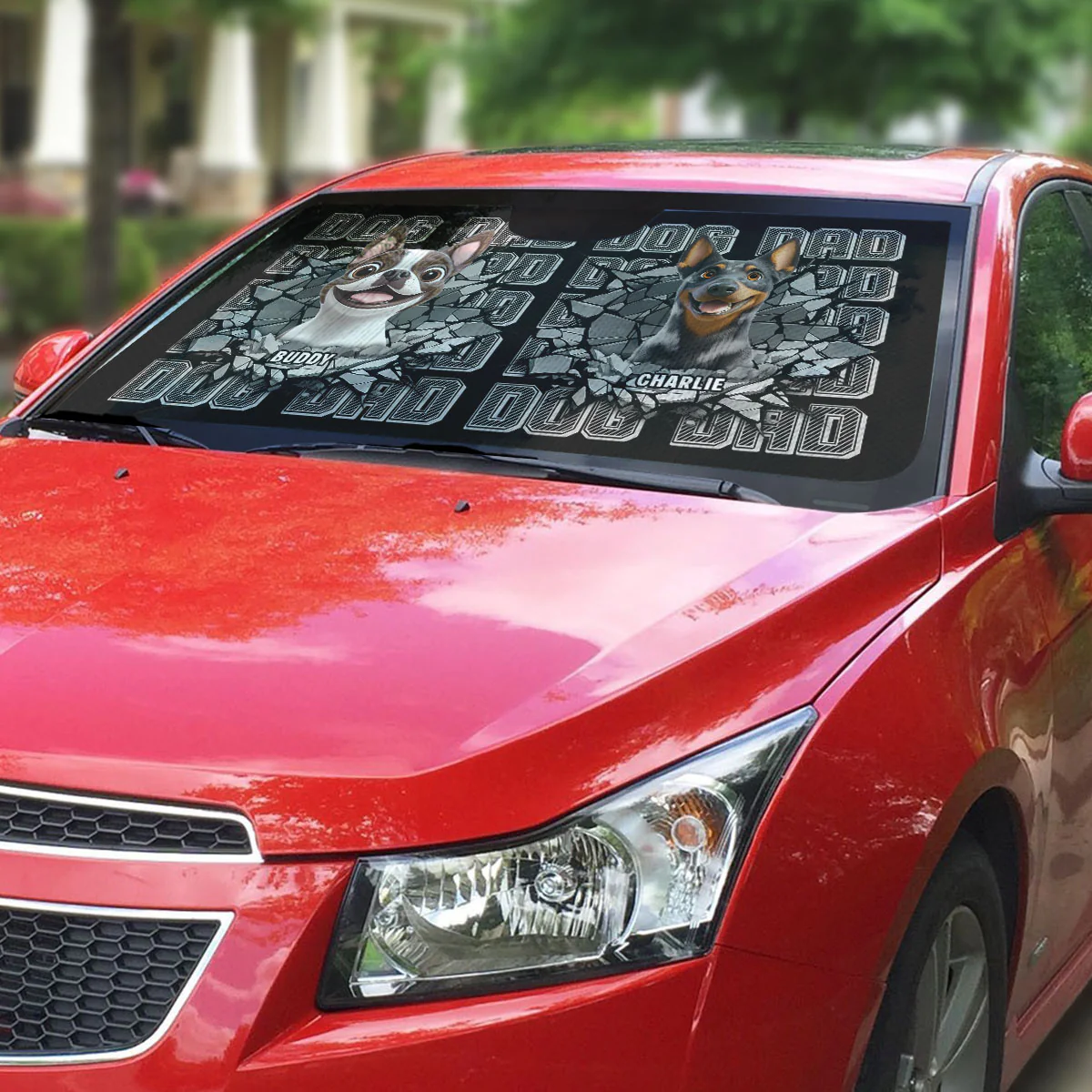 Cool Dad Cool Dog - Personalized Custom Car Sunshade - Image 3