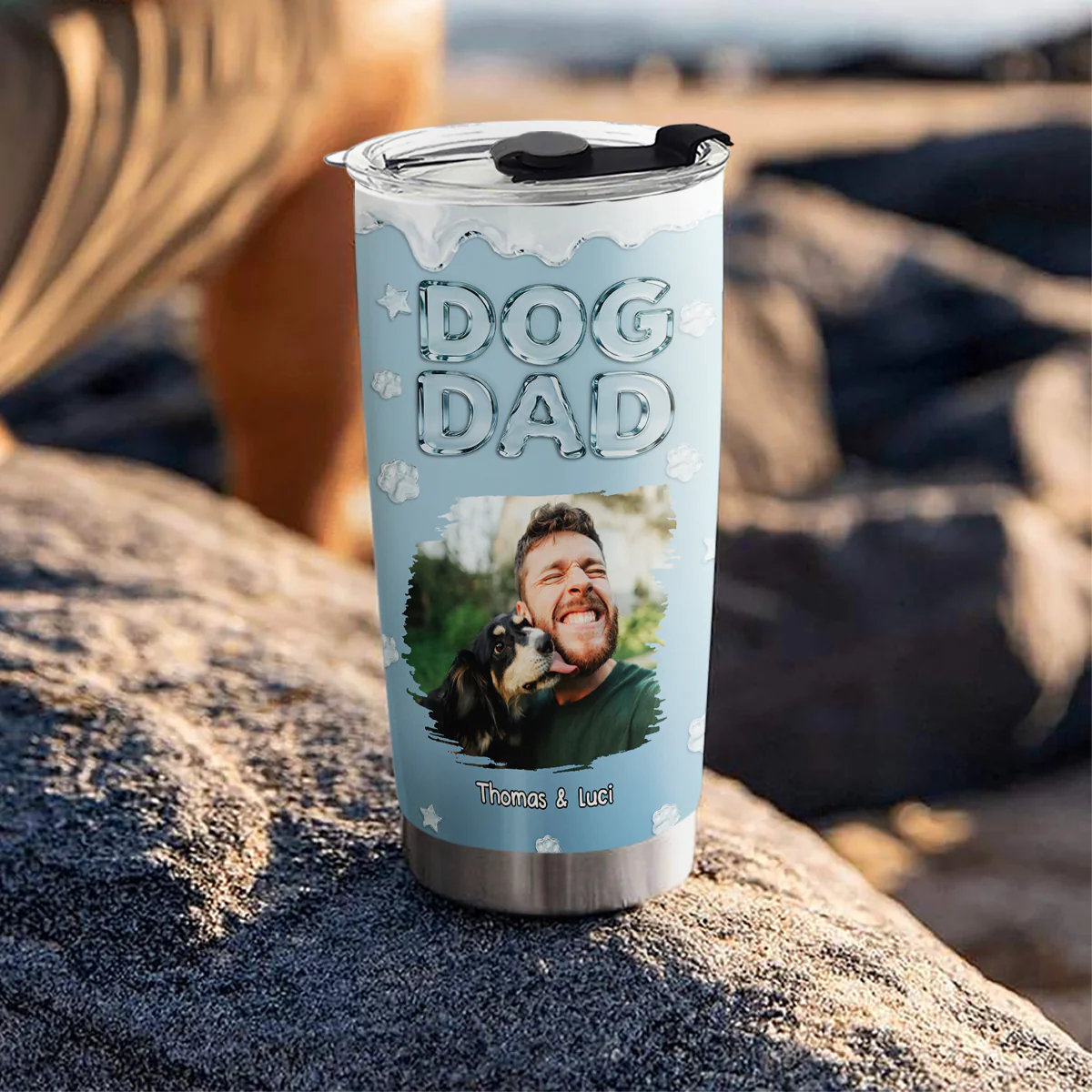 Cool Dog Dad Photo - Personalized Custom Tumbler - Image 3