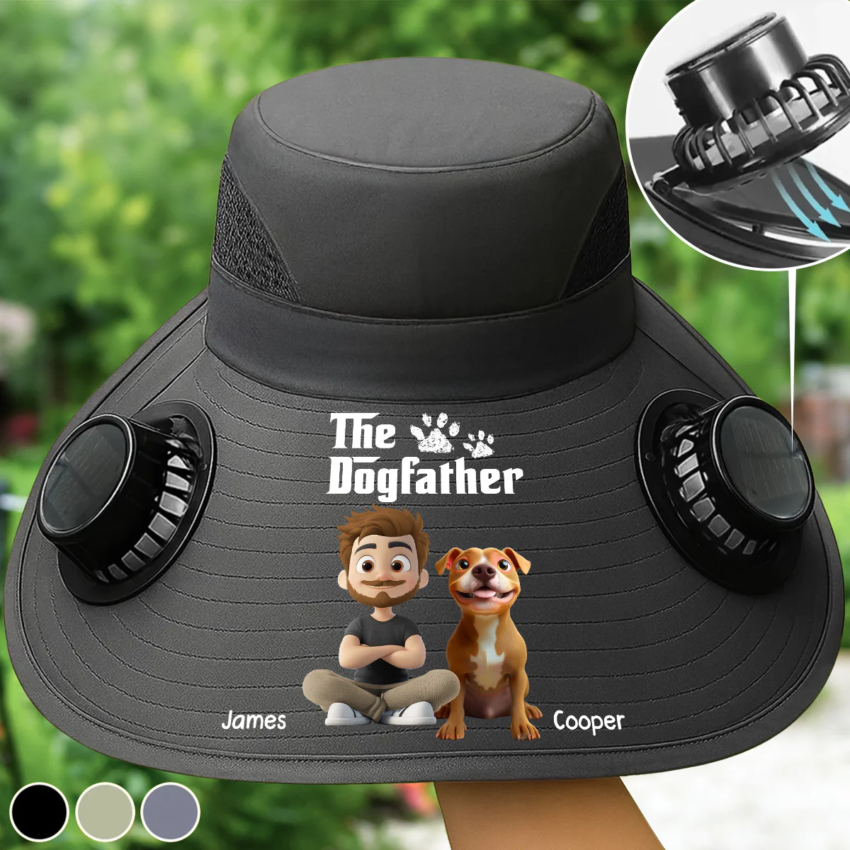 Cool Dog Farther - Personalized Custom Solar Fan Hat