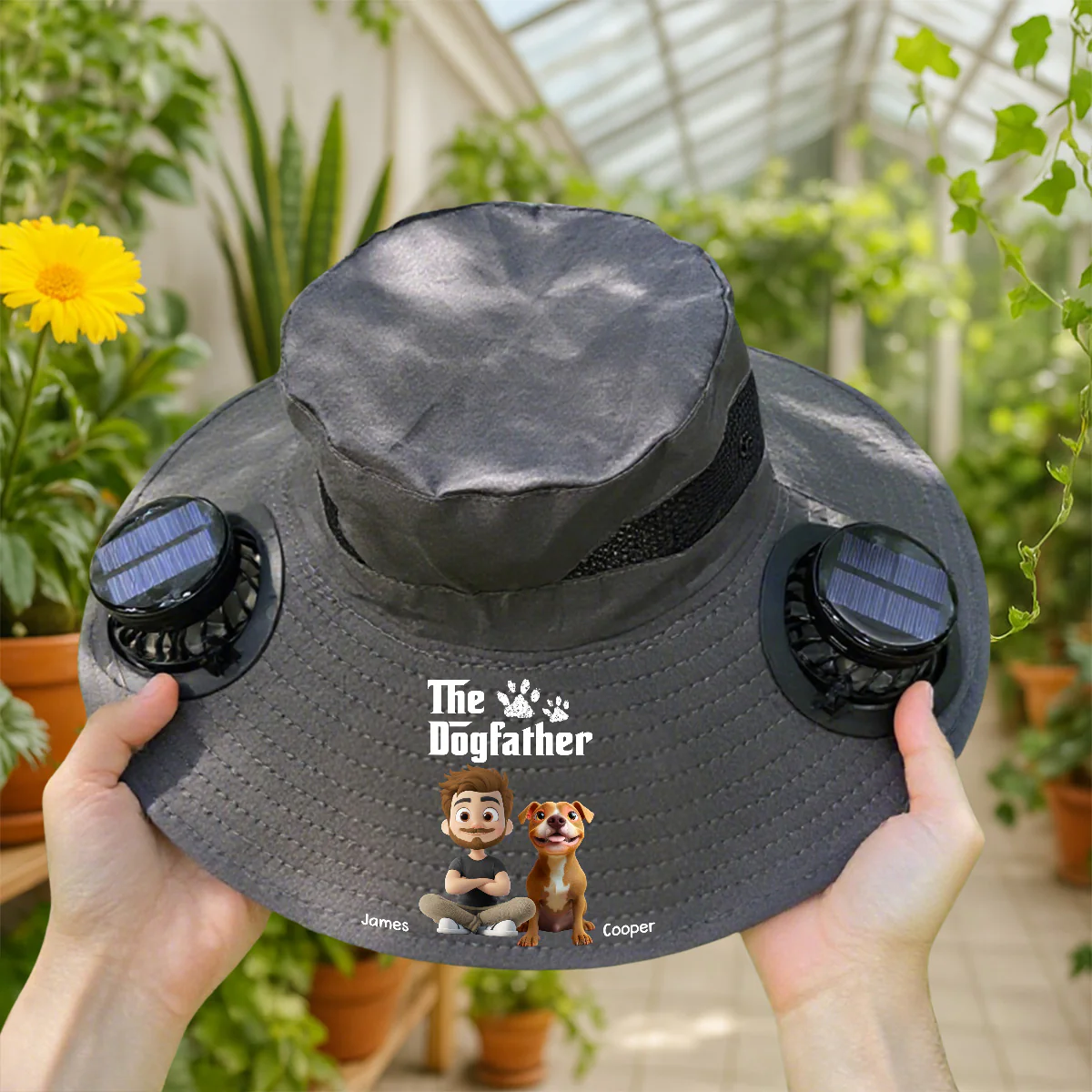 Cool Dog Farther - Personalized Custom Solar Fan Hat - Image 4