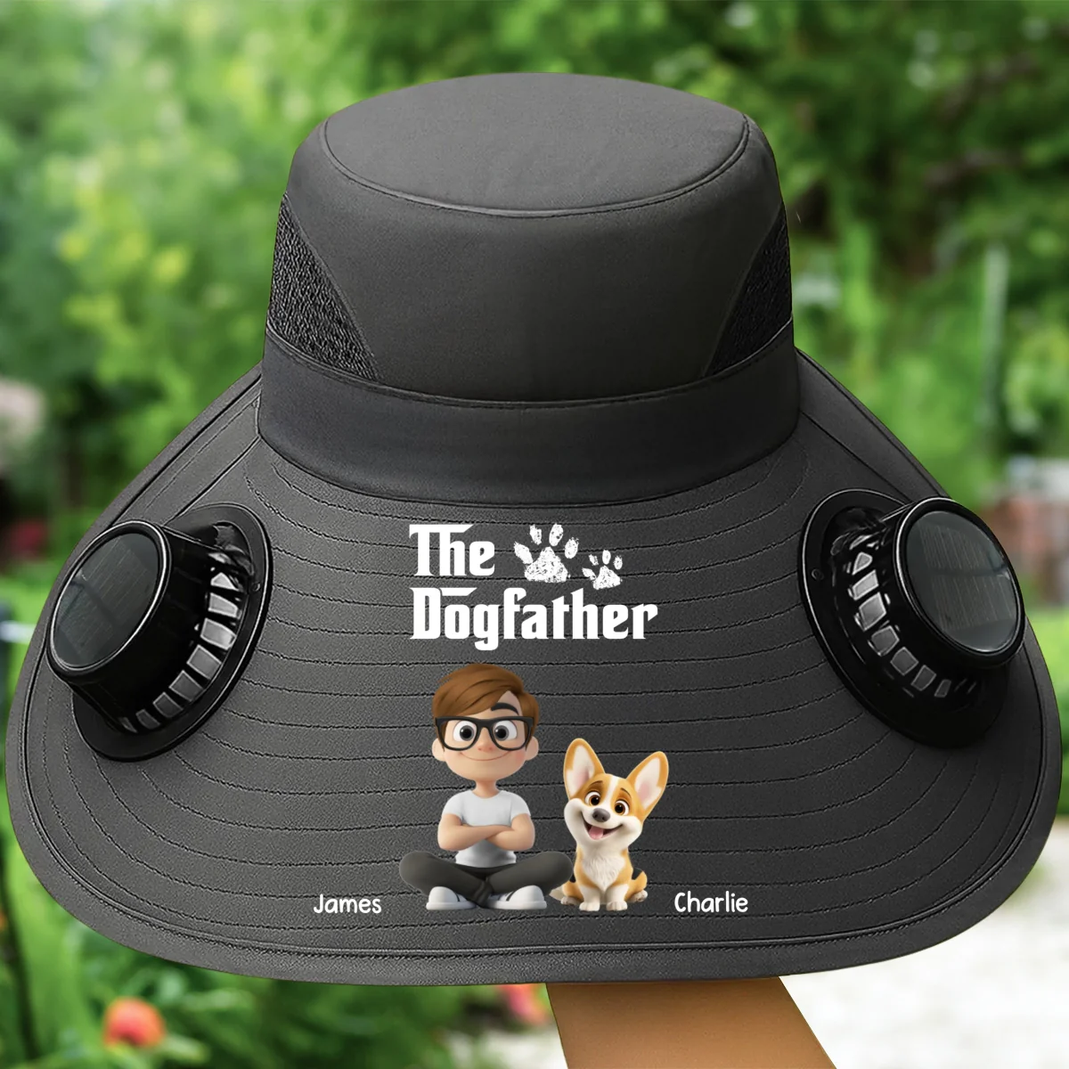 Cool Dog Farther - Personalized Custom Solar Fan Hat - Image 9