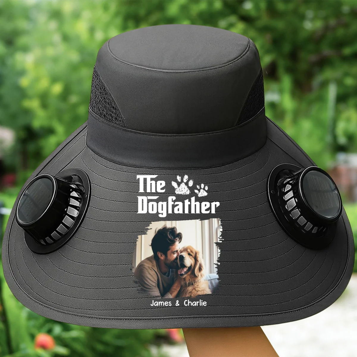 Cool Dog Farther Photo - Personalized Custom Solar Fan Hat - Image 7
