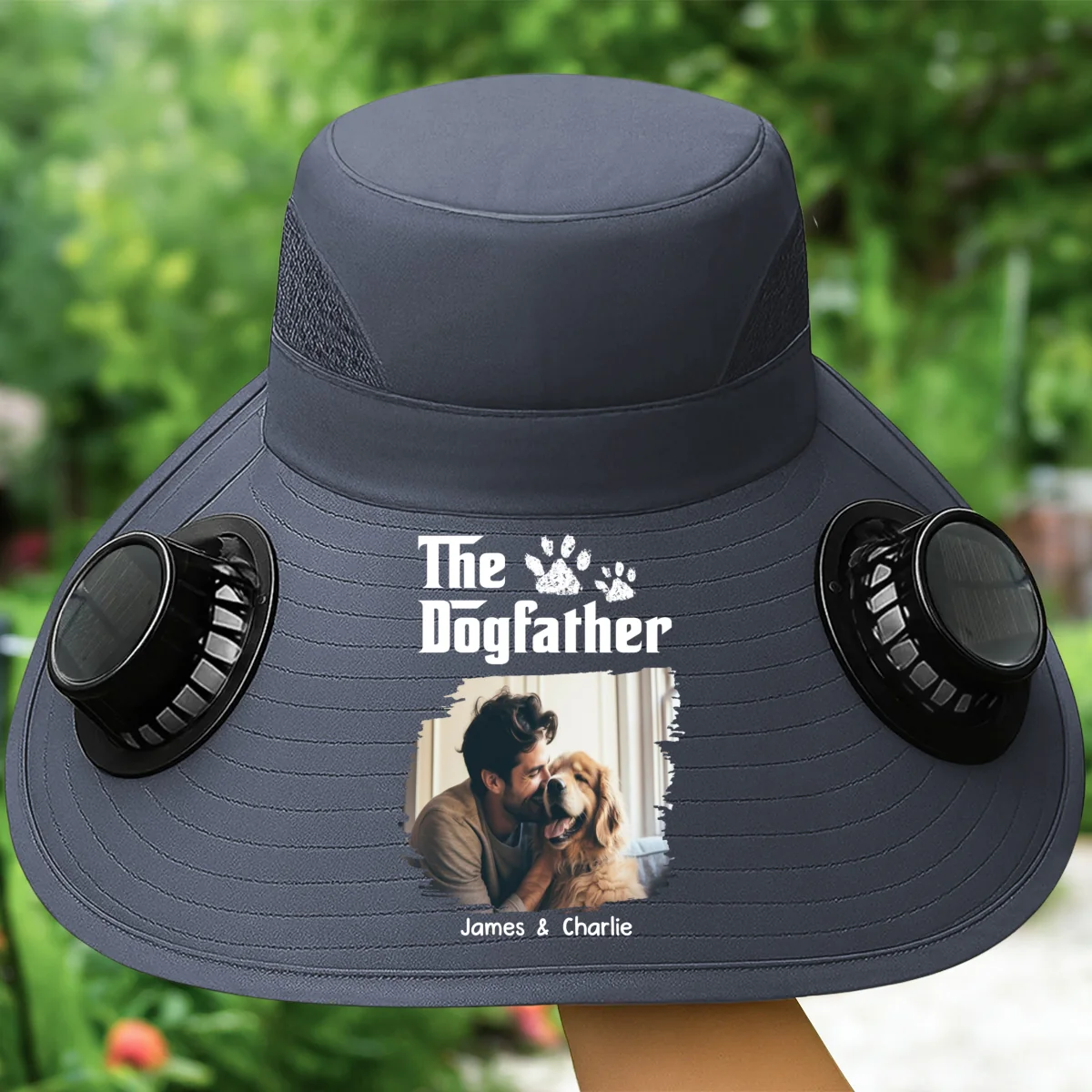Cool Dog Farther Photo - Personalized Custom Solar Fan Hat - Image 8