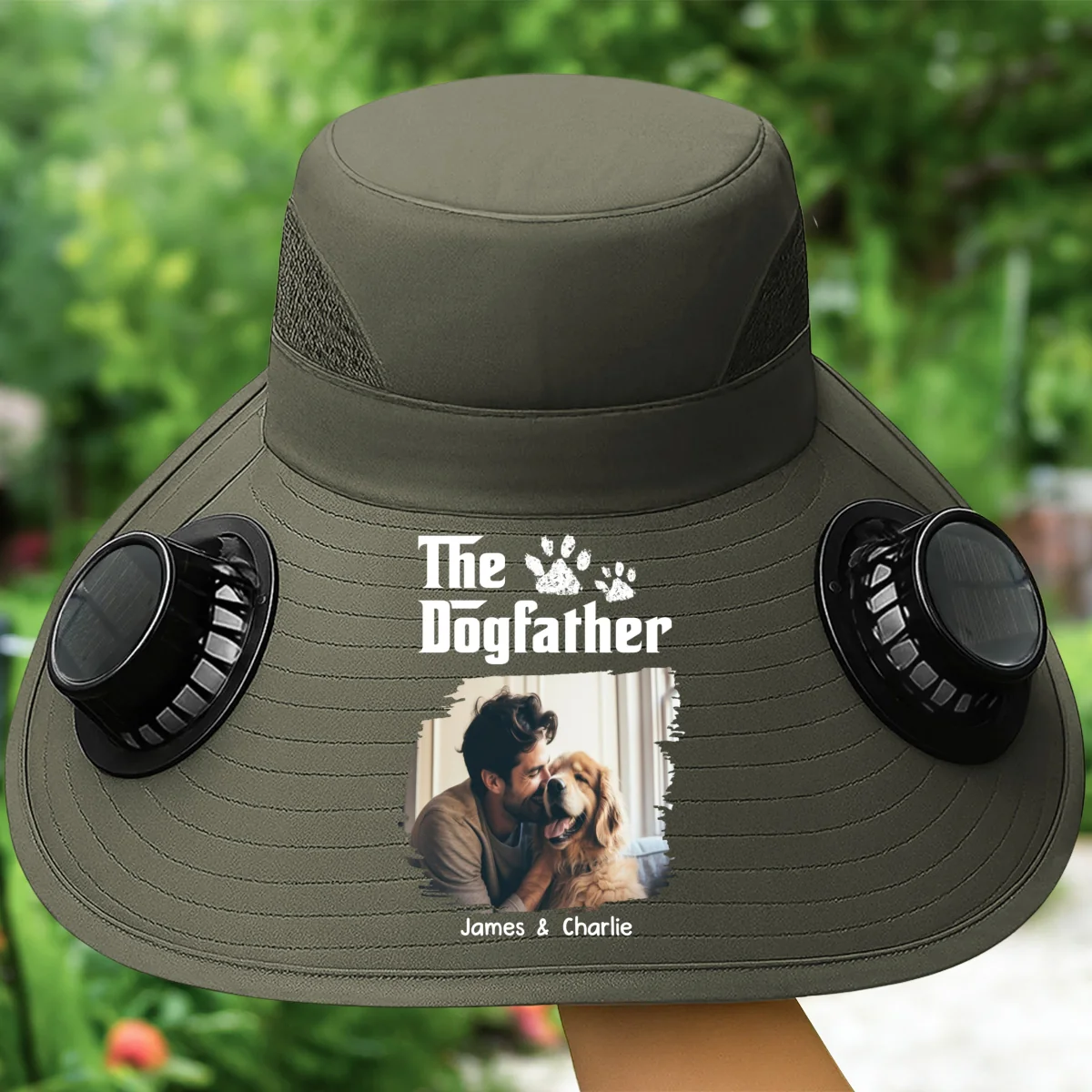 Cool Dog Farther Photo - Personalized Custom Solar Fan Hat - Image 9