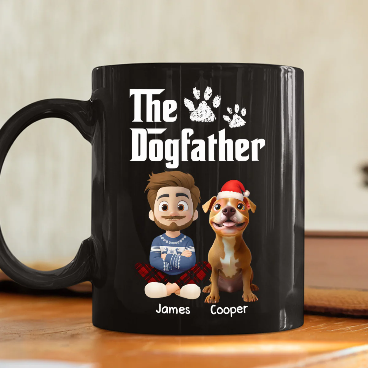 Cool Dog Father Christmas - Personalized Custom Coffee Mug - Image 2