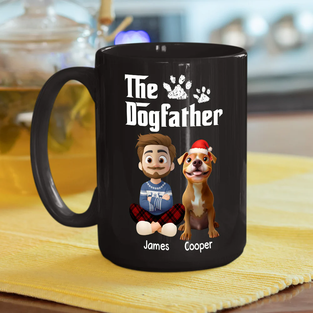Cool Dog Father Christmas - Personalized Custom Coffee Mug - Image 4