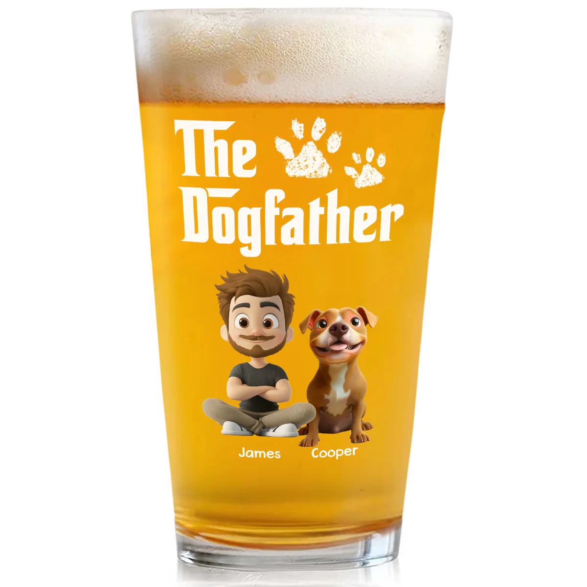 Cool Dog Father - Personalized Custom Beer Glass