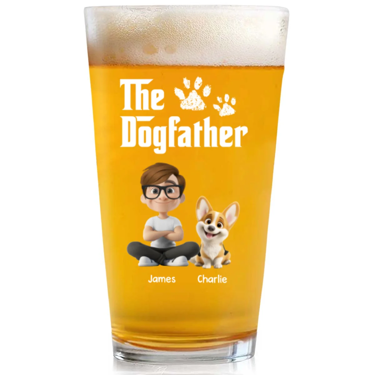 Cool Dog Father - Personalized Custom Beer Glass - Image 5