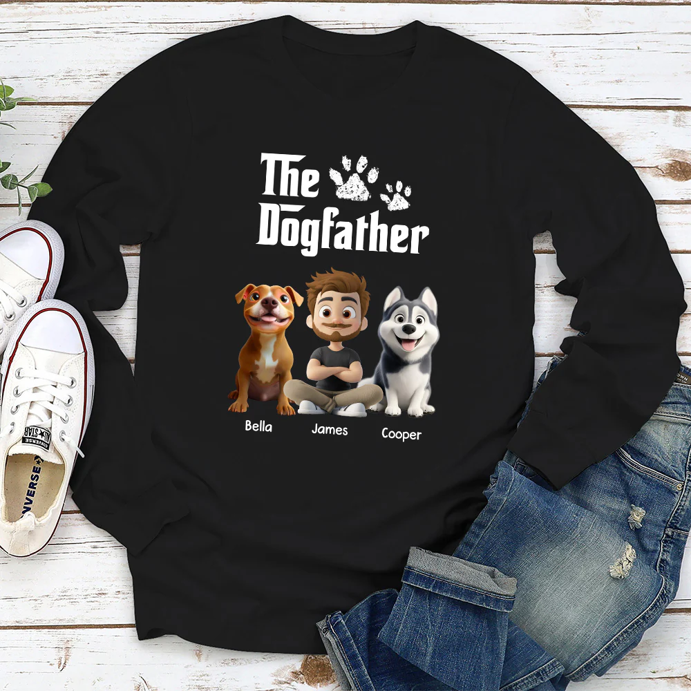 Cool Dog Father - Personalized Custom Long Sleeve T-Shirt - Image 2