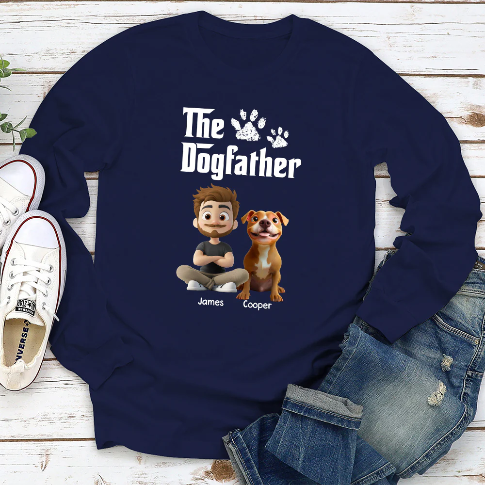 Cool Dog Father - Personalized Custom Long Sleeve T-Shirt - Image 3