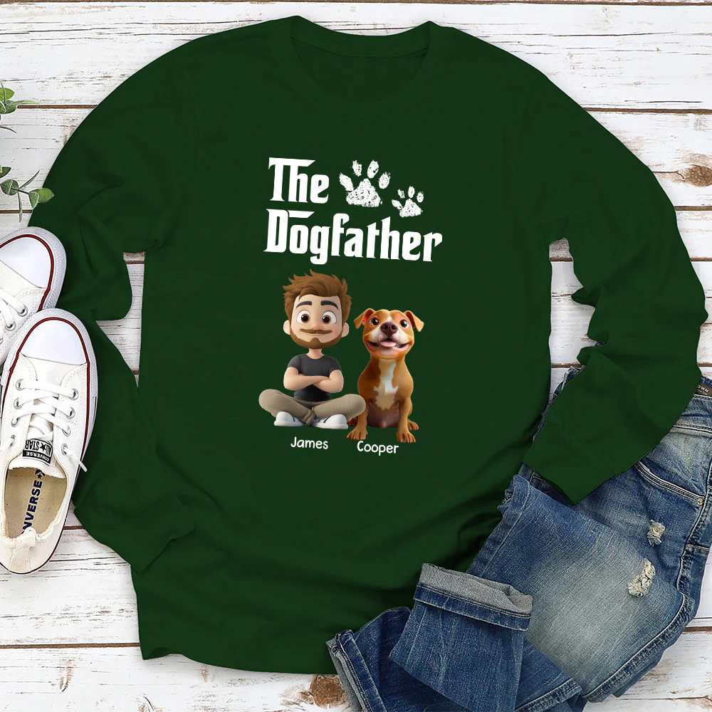 Cool Dog Father - Personalized Custom Long Sleeve T-Shirt - Image 4