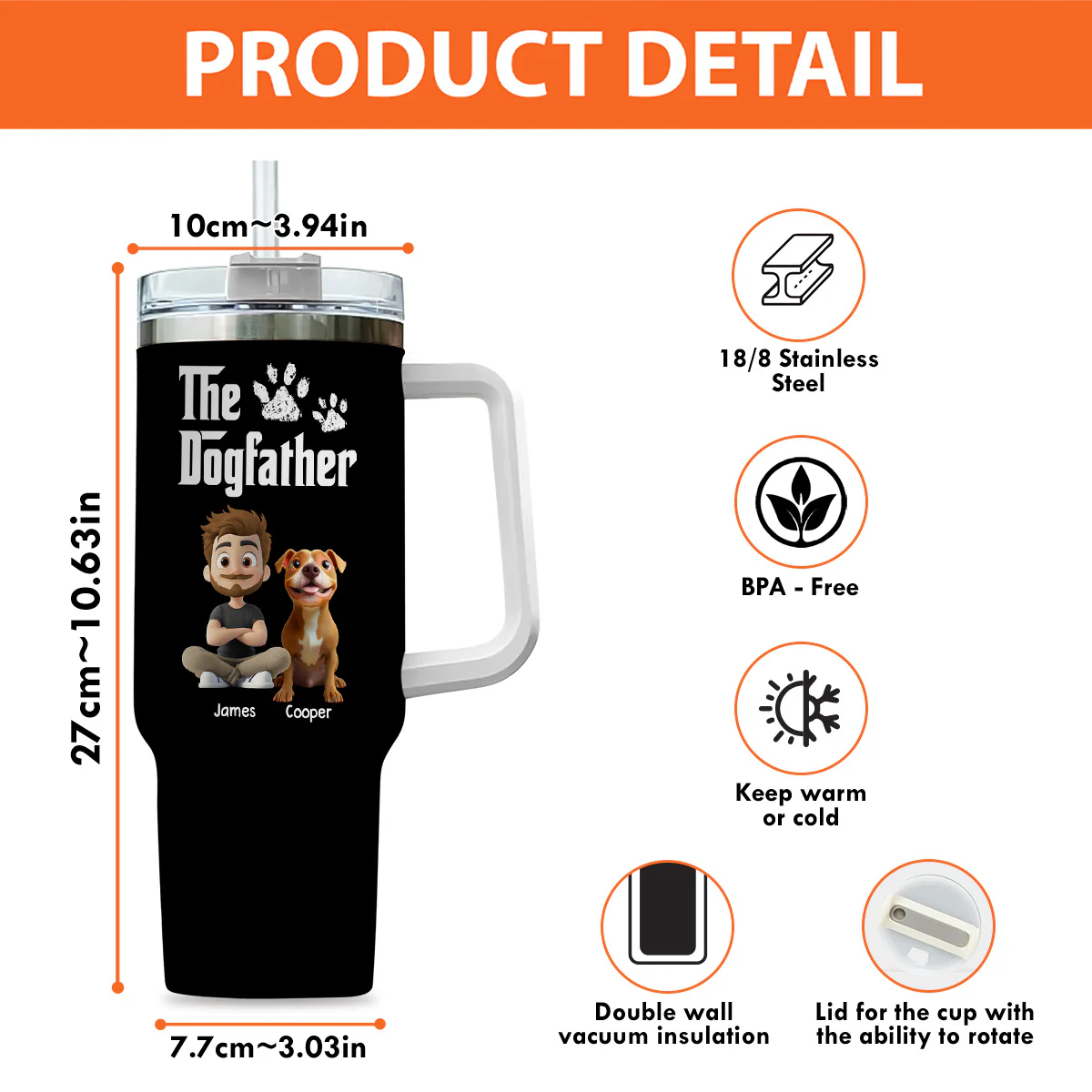 Cool Dog Father - Personalized Custom Tumbler - Image 10