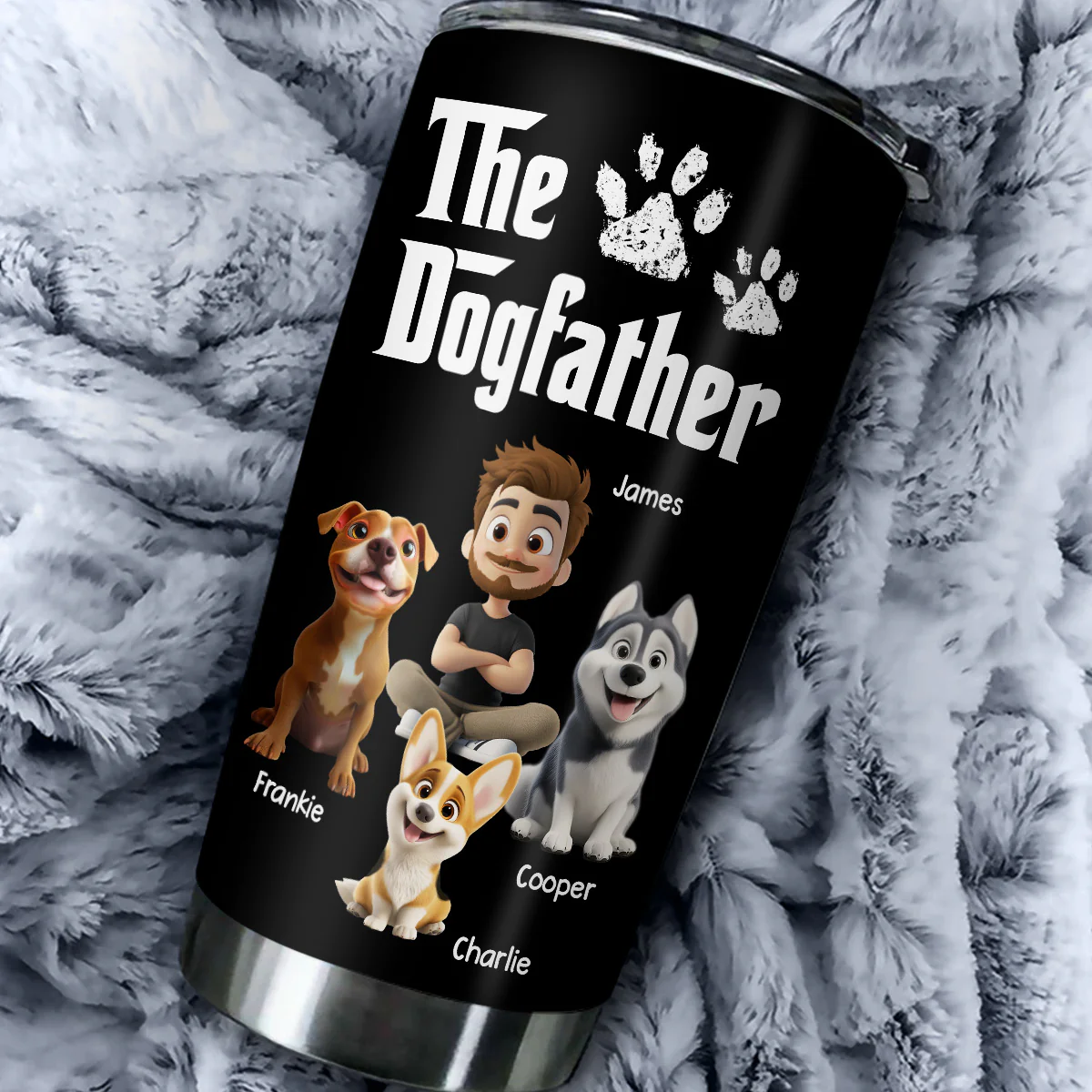 Cool Dog Father - Personalized Custom Tumbler - Image 2