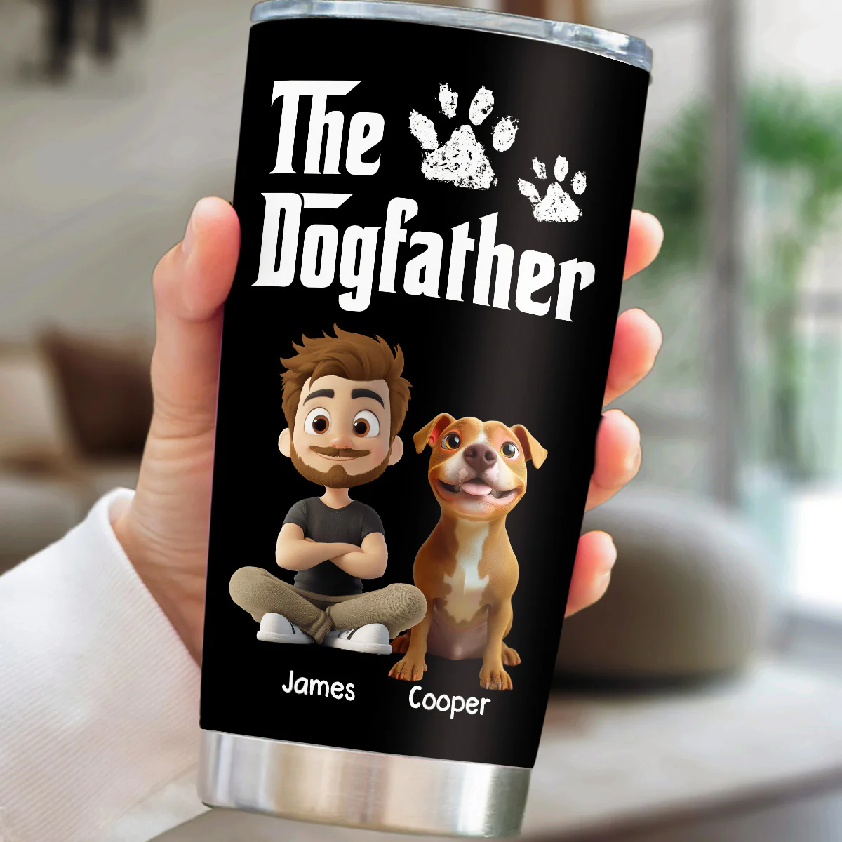 Cool Dog Father - Personalized Custom Tumbler - Image 3