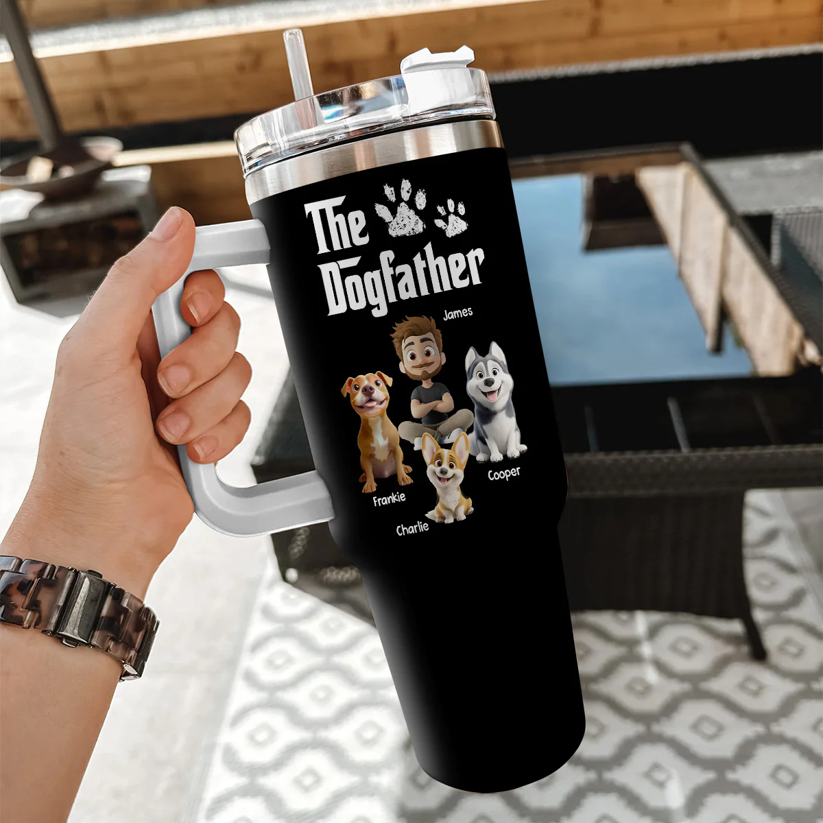Cool Dog Father - Personalized Custom Tumbler - Image 9