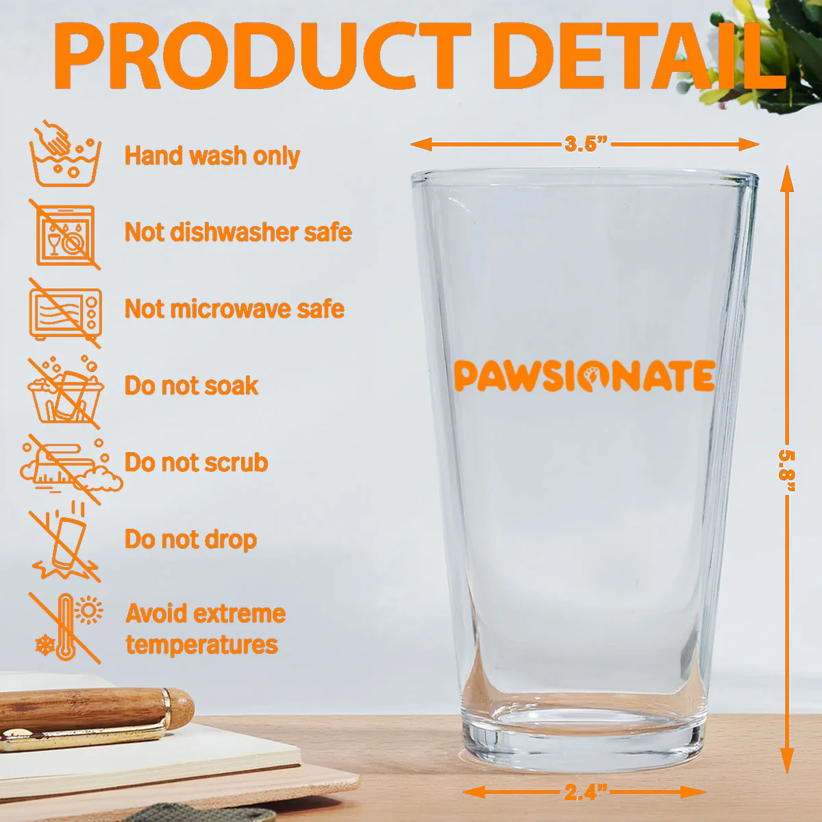 Cool Dog Father Photo - Personalized Custom Beer Glass - Image 3