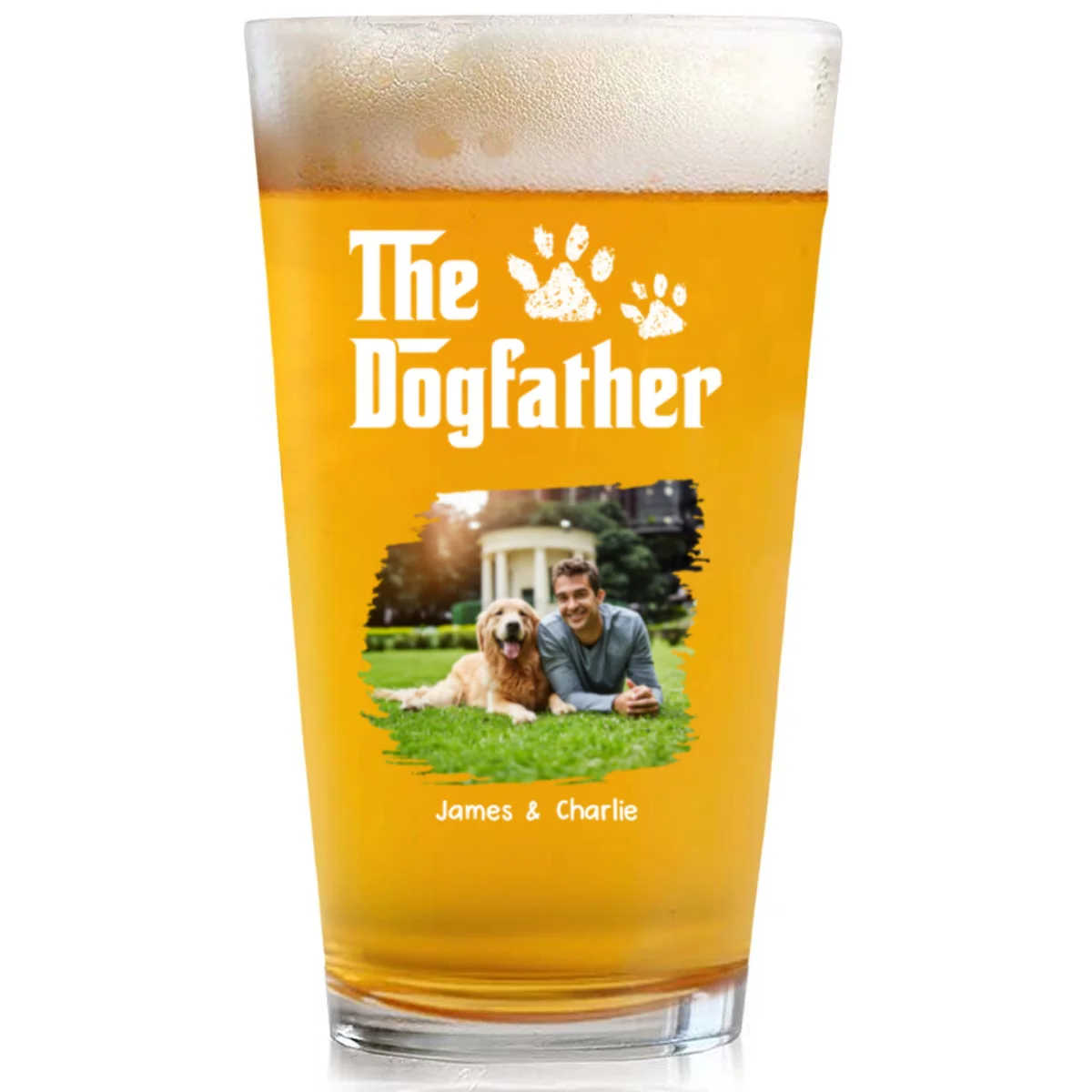 Cool Dog Father Photo - Personalized Custom Beer Glass - Image 4