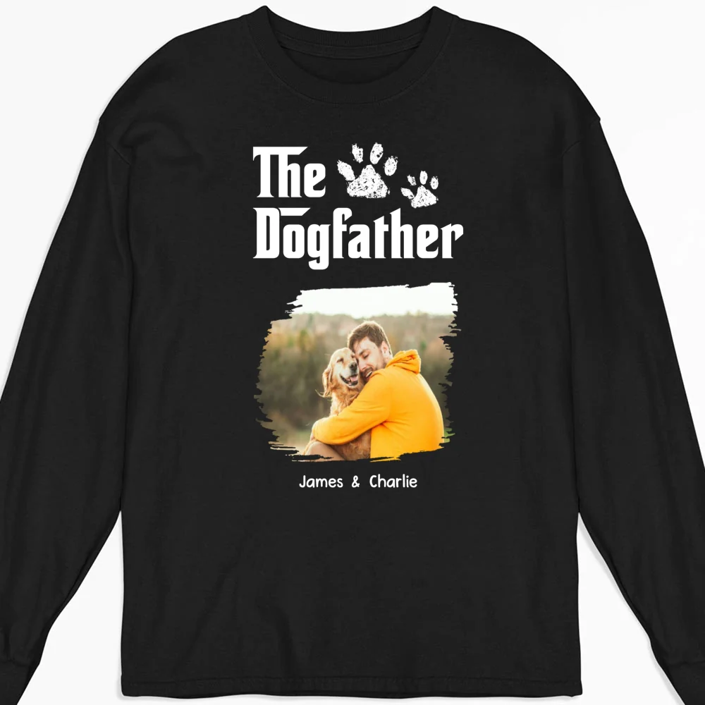 Cool Dog Father Photo - Personalized Custom Long Sleeve T-Shirt - Image 3