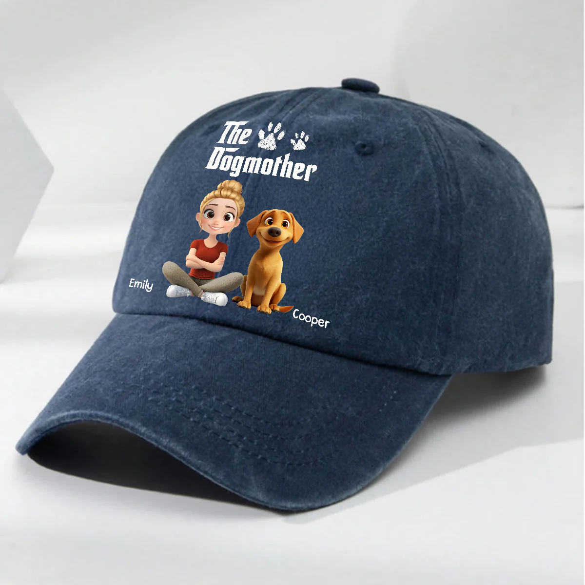 Cool Dog Mother - Personalized Custom Vintage Washed Denim Cap - Image 5