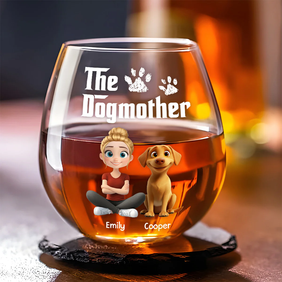 Cool Dog Mother - Personalized Custom Wine Glass