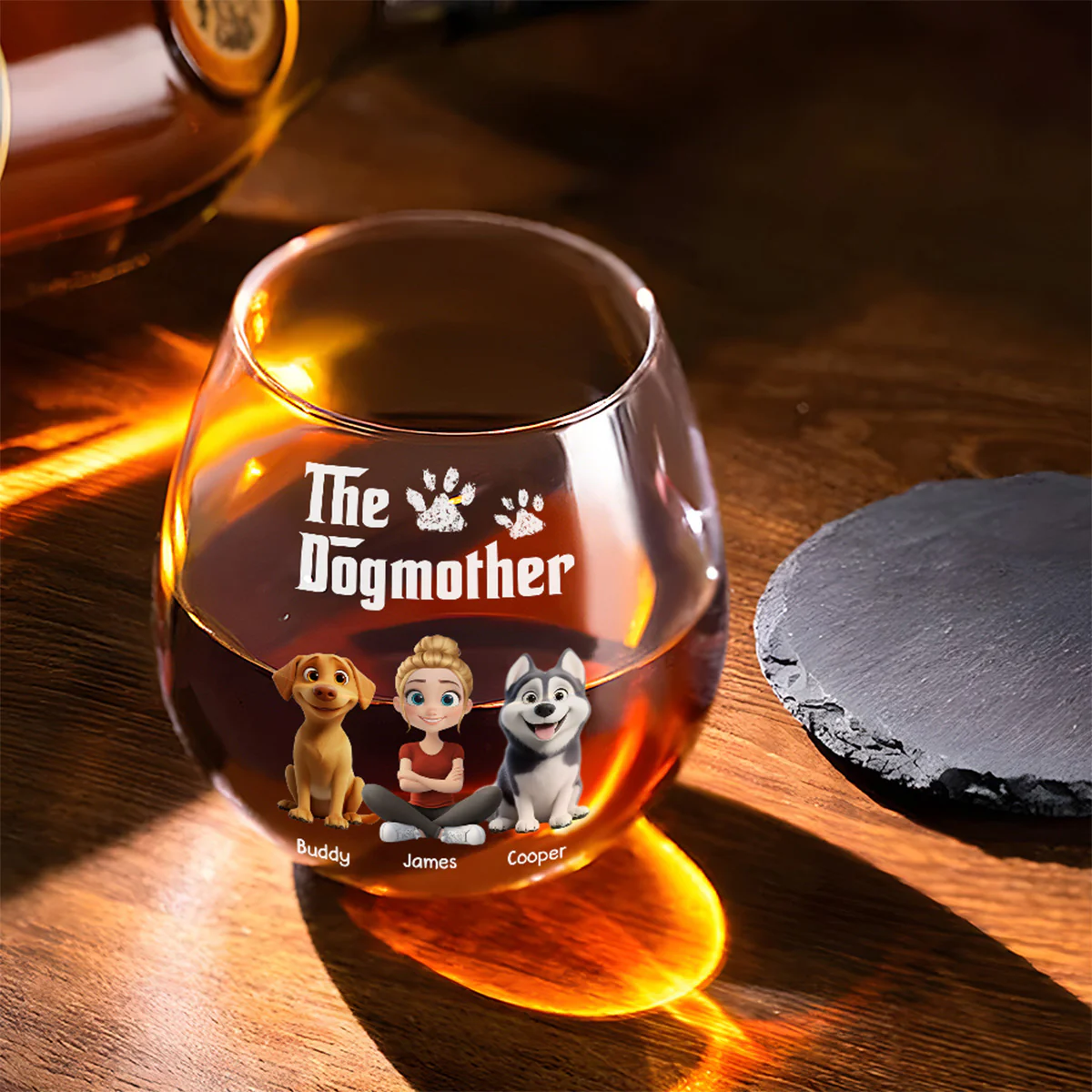 Cool Dog Mother - Personalized Custom Wine Glass - Image 2