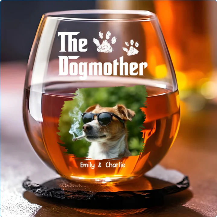 Cool Dog Mother Photo - Personalized Custom Wine Glass - Image 2