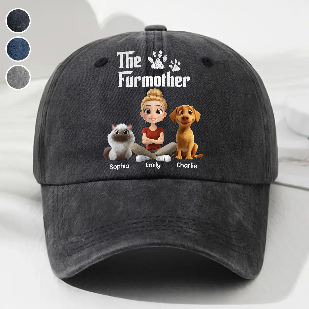 Cool Fur Mother - Personalized Custom Vintage Washed Denim Cap