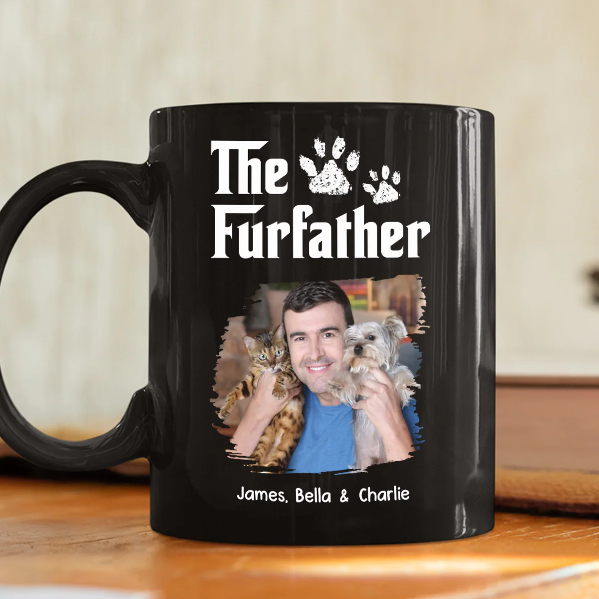 Cool Pet Father Photo - Personalized Custom Coffee Mug - Image 2