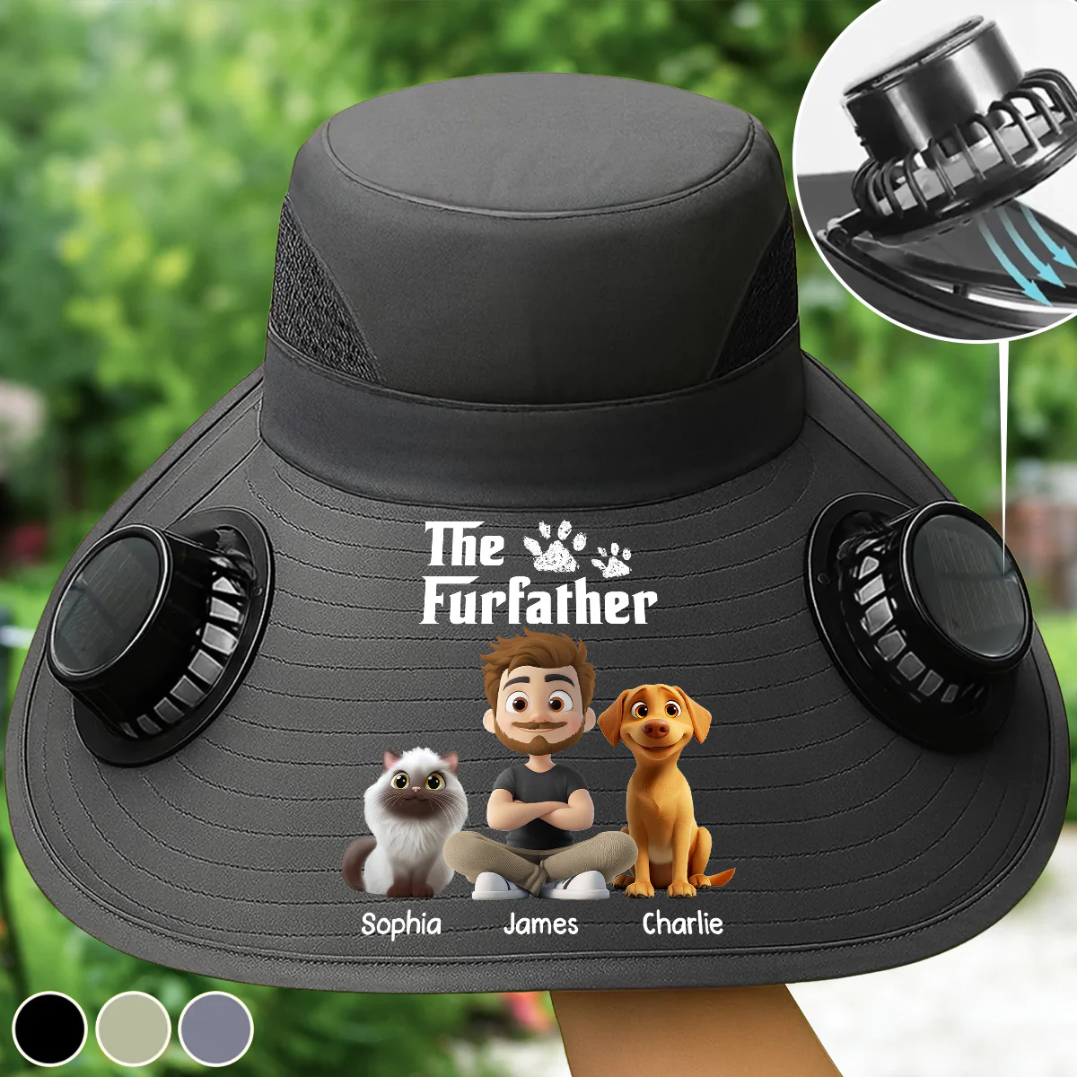 Cool Petqui Farther - Personalized Custom Solar Fan Hat