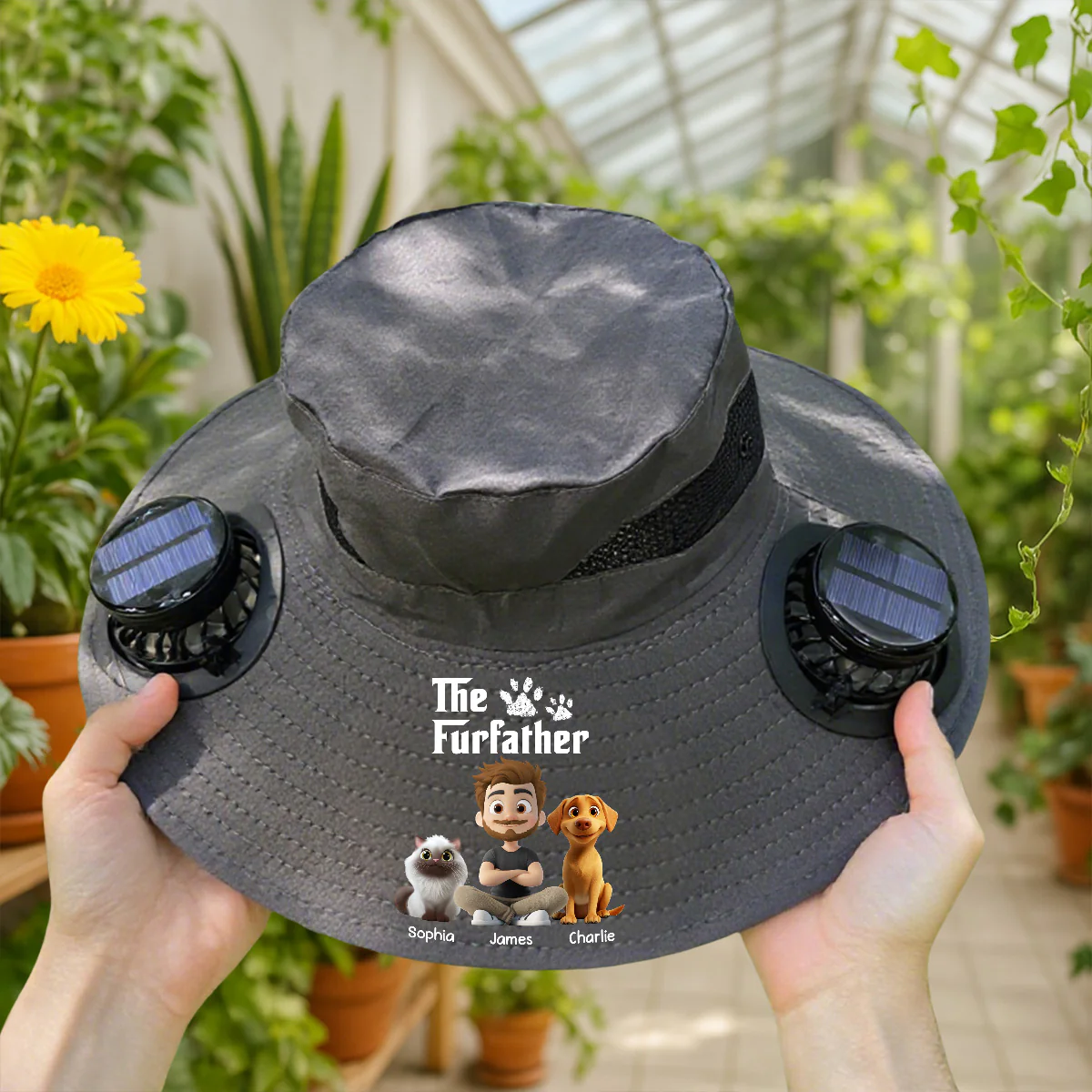 Cool Petqui Farther - Personalized Custom Solar Fan Hat - Image 3