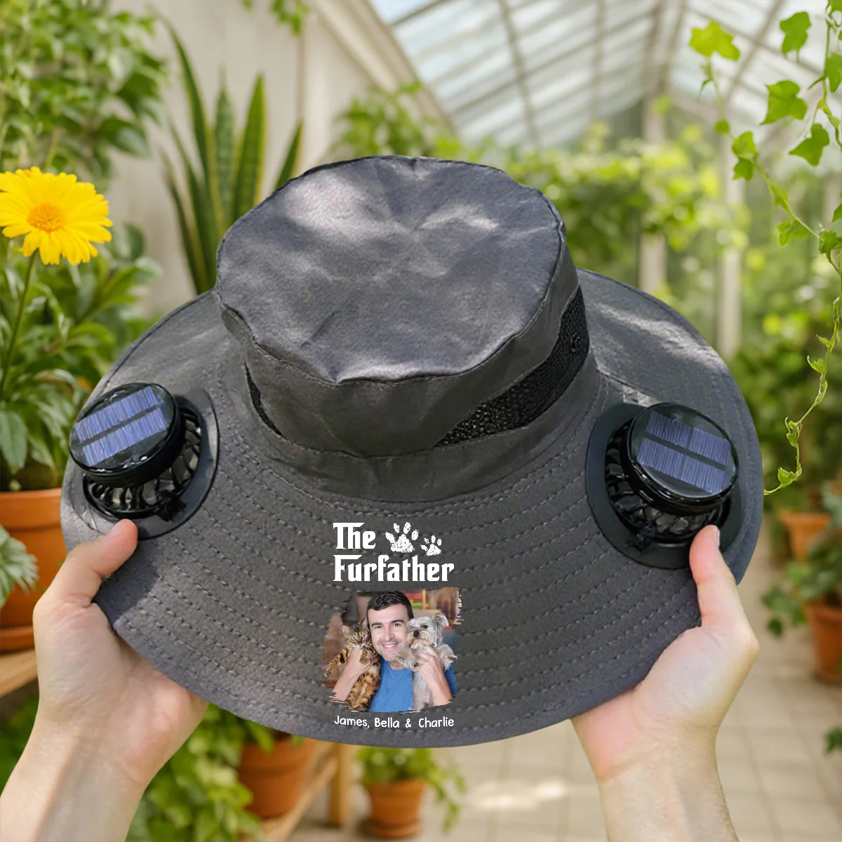Cool Petqui Farther - Personalized Custom Solar Fan Hat - Image 5