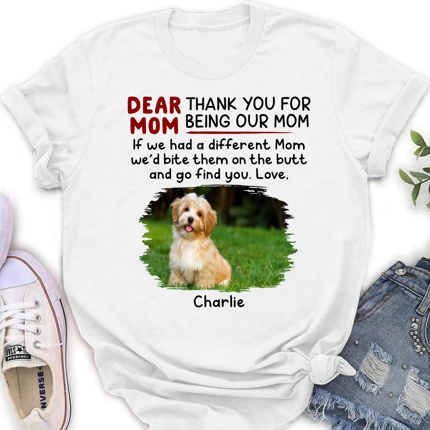 Bite Their Butt Photo - Personalized Custom Women's T-Shirt - Image 2