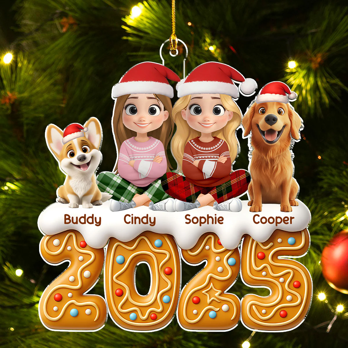 Couple And Dog Of The Year Version 2 - Personalized Custom Acrylic Ornament - Image 5