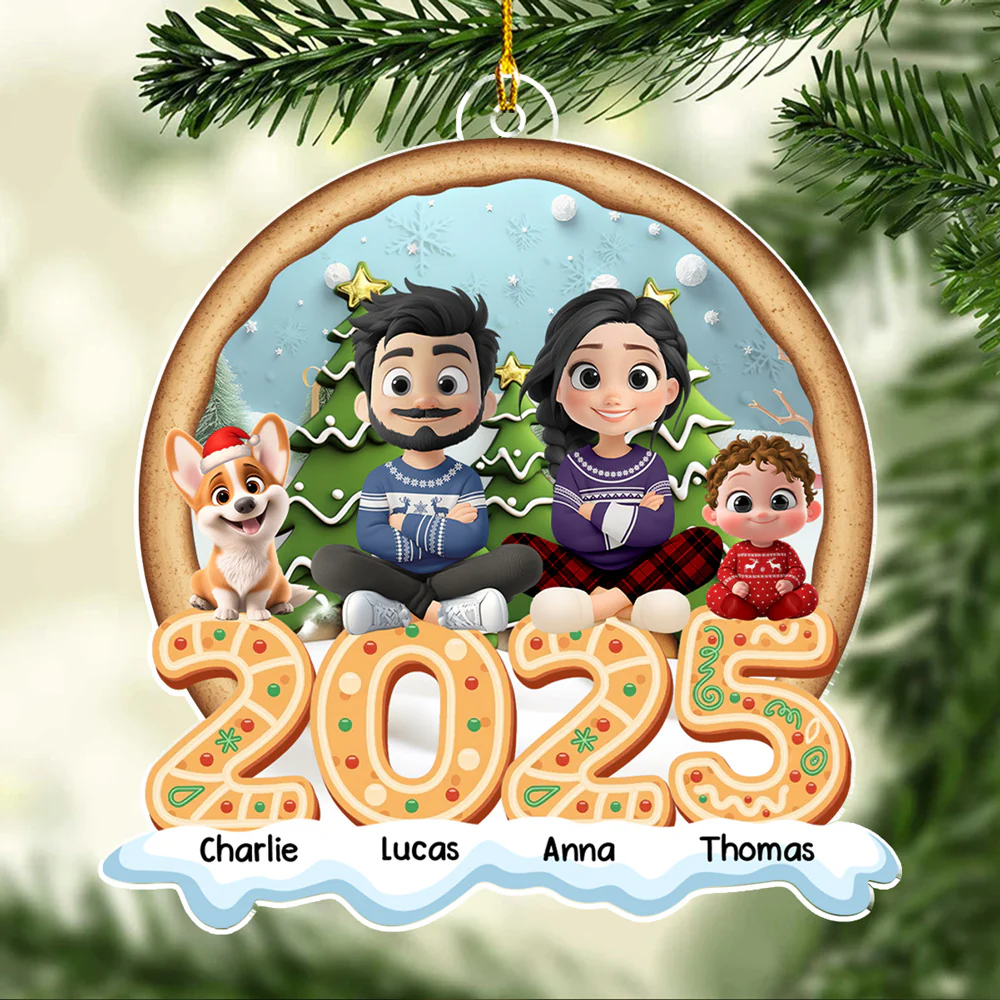 Cozy Christmas Family 2025 - Personalized Custom Acrylic Ornament - Image 2