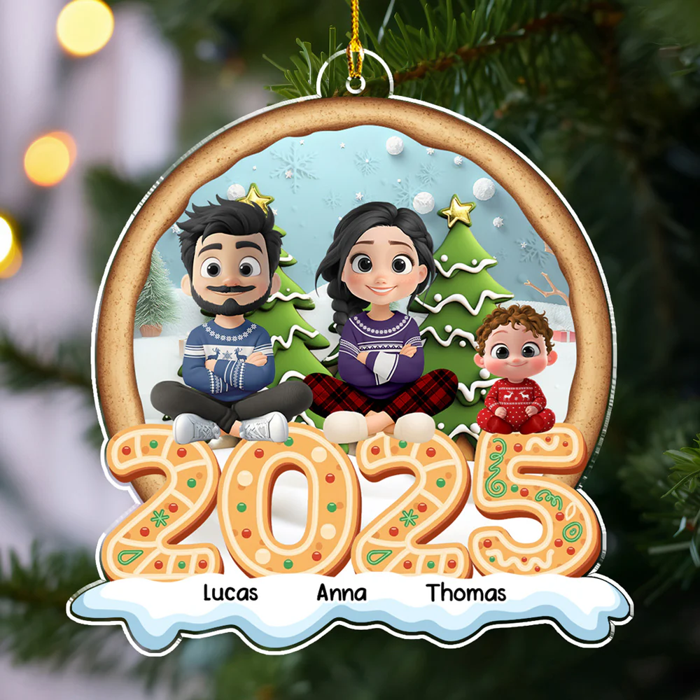 Cozy Christmas Family 2025 - Personalized Custom Acrylic Ornament - Image 5