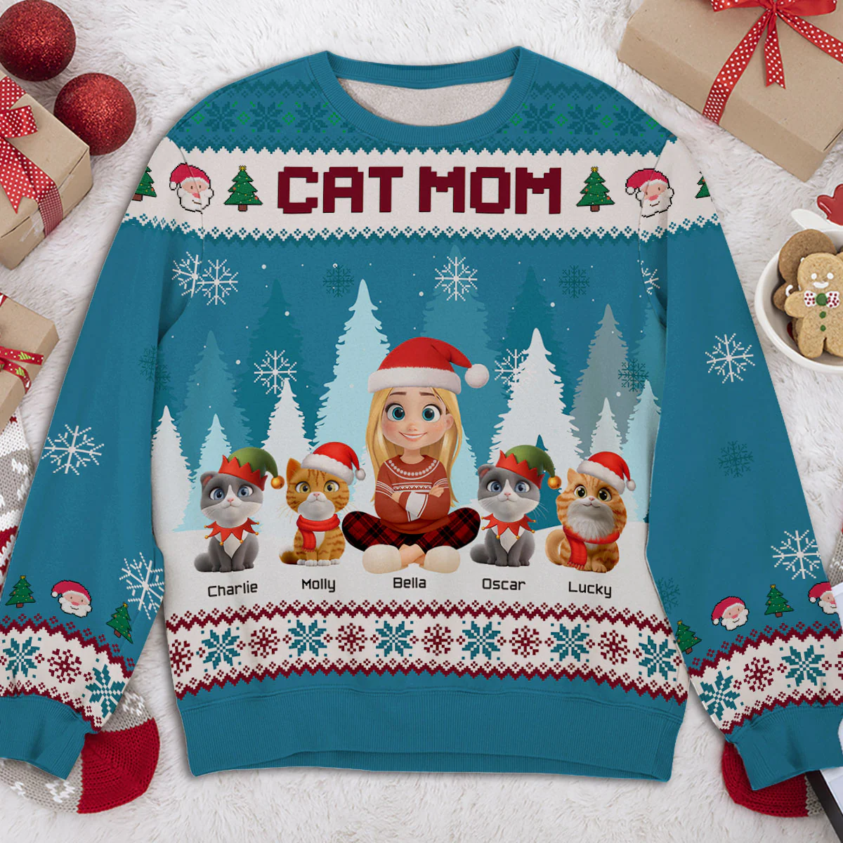 Cozy Season With Cats - Personalized Custom All-Over-Print Sweatshirt - Image 2