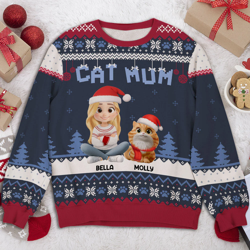 Cozy Time With Cats - Personalized Custom All-Over-Print Sweatshirt - Image 2