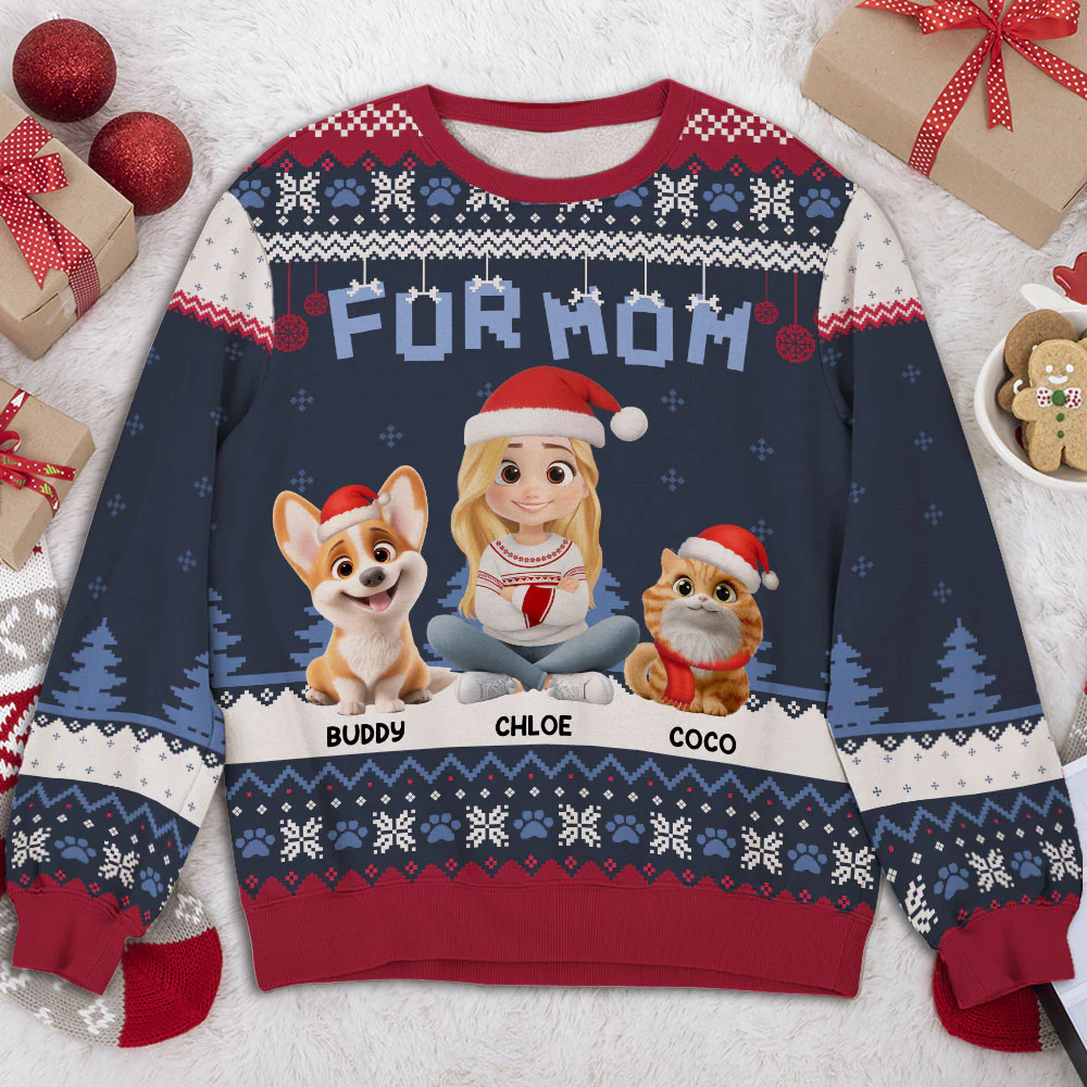 Cozy Time With Fur Babies - Personalized Custom All-Over-Print Sweatshirt - Image 2