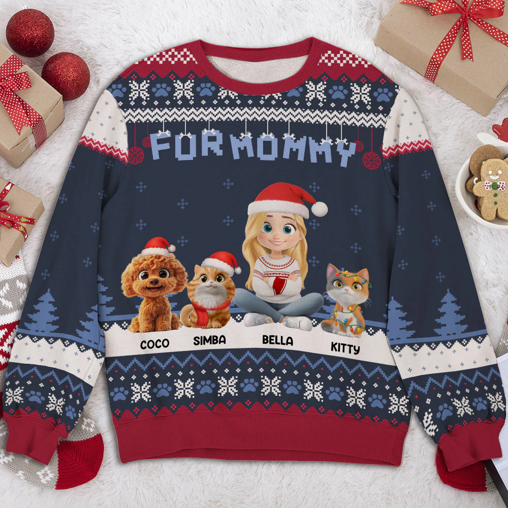 Cozy Time With Fur Babies - Personalized Custom All-Over-Print Sweatshirt - Image 3