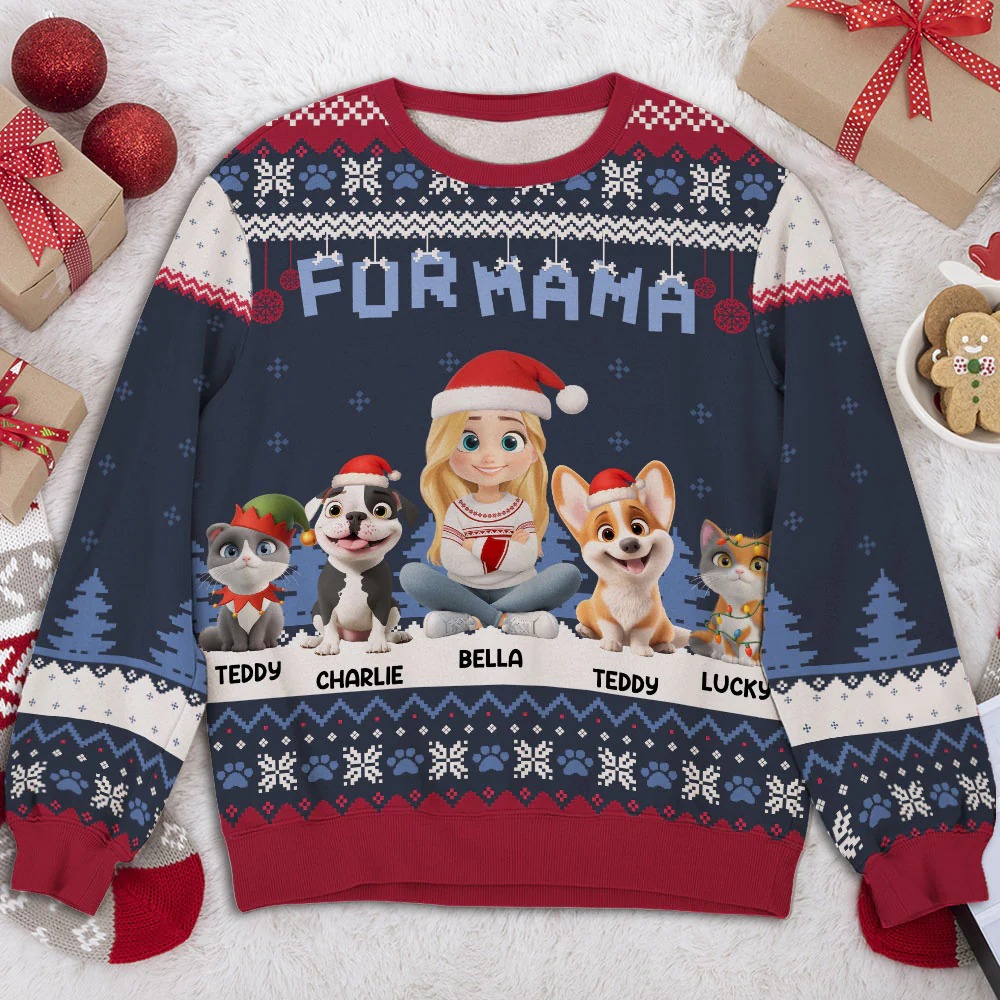 Cozy Time With Fur Babies - Personalized Custom All-Over-Print Sweatshirt - Image 4