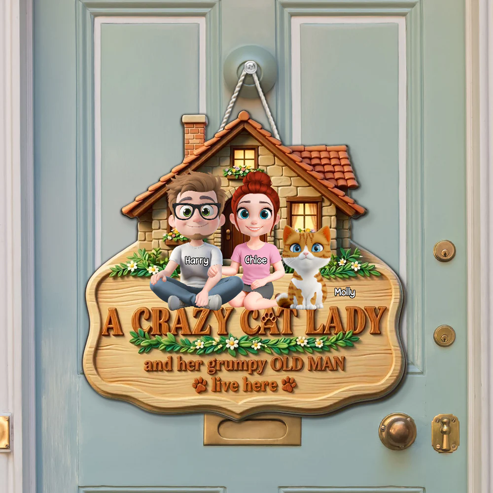 Crazy And Grumpy Couple - Personalized Custom Wood Sign - Image 2