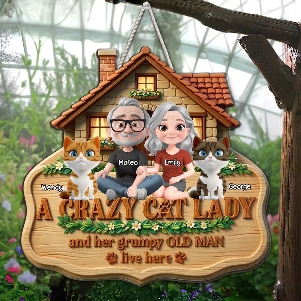 Crazy And Grumpy Couple - Personalized Custom Wood Sign - Image 3