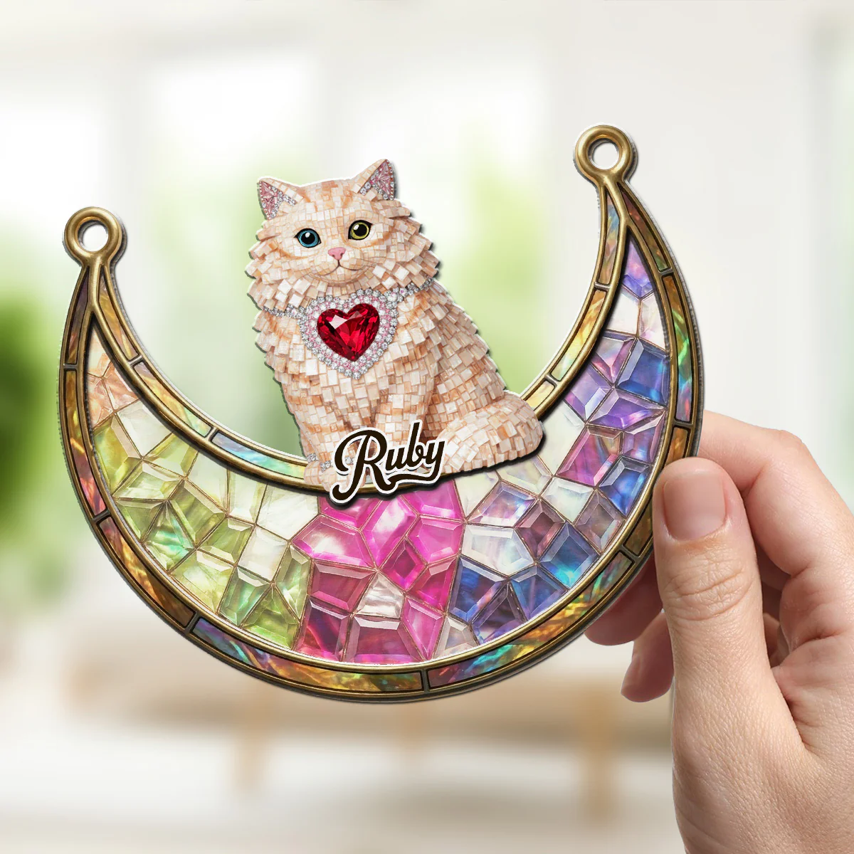 Crystal Blink Cat - Personalized Custom Suncatcher - Image 2